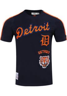 Pro Standard Detroit Tigers Navy Blue Retro Chenille Short Sleeve Fashion T Shirt