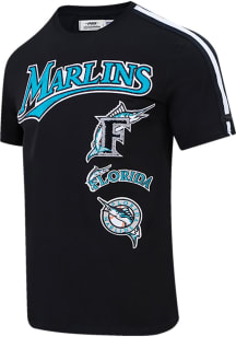 Pro Standard Miami Marlins Black Retro Chenille Short Sleeve Fashion T Shirt