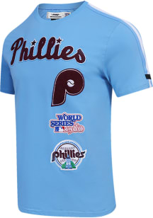 Pro Standard Philadelphia Phillies Blue Retro Chenille Short Sleeve Fashion T Shirt