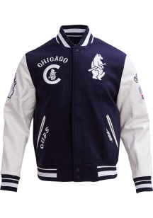 Pro Standard Chicago Cubs Mens Navy Blue Retro Wool Varsity Heavyweight Jacket