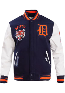 Pro Standard Detroit Tigers Mens Navy Blue Retro Wool Varsity Heavyweight Jacket