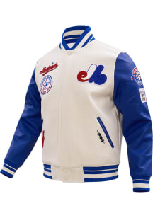 Pro Standard Montreal Expos Mens White Retro Wool Varsity Heavyweight Jacket