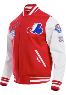 Pro Standard Montreal Expos Mens Red Retro Wool Varsity Heavyweight Jacket