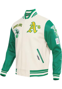 Pro Standard Oakland Athletics Mens White Retro Wool Varsity Heavyweight Jacket