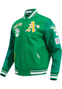 Mens Oakland Athletics Pro Standard Mens Retro Wool Varsity Heavyweight Jacket - Kelly Green