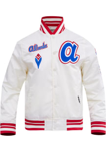 Pro Standard Atlanta Braves Mens White Retro Classic Satin Light Weight Jacket