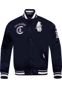 Pro Standard Chicago Cubs Mens Navy Blue Retro Classic Satin Light Weight Jacket