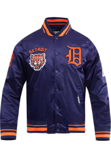 Pro Standard Detroit Tigers Mens Navy Blue Retro Classic Satin Light Weight Jacket