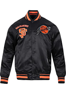 Pro Standard San Francisco Giants Mens Black Retro Classic Satin Light Weight Jacket