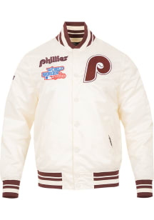 Pro Standard Philadelphia Phillies Mens White Retro Classic Satin Light Weight Jacket