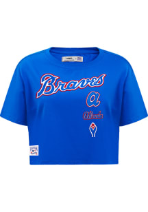 Pro Standard Atlanta Braves Womens Blue Retro Boxy Short Sleeve T-Shirt