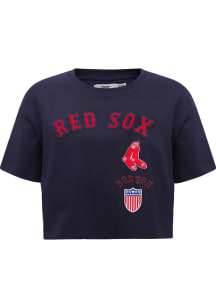 Pro Standard Boston Red Sox Womens Navy Blue Retro Boxy Short Sleeve T-Shirt