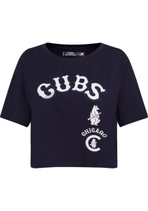 Pro Standard Chicago Cubs Womens Navy Blue Retro Boxy Short Sleeve T-Shirt