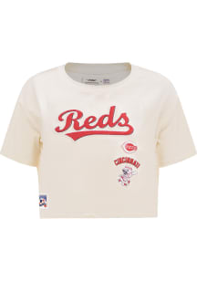 Pro Standard Cincinnati Reds Womens White Retro Boxy Short Sleeve T-Shirt