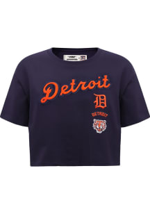 Pro Standard Detroit Tigers Womens Navy Blue Retro Boxy Short Sleeve T-Shirt
