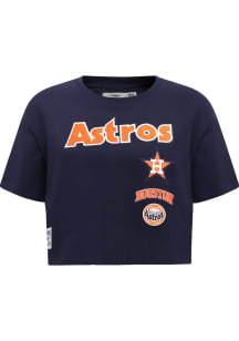 Pro Standard Houston Astros Womens Navy Blue Retro Boxy Short Sleeve T-Shirt