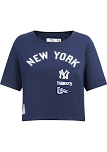 Pro Standard New York Yankees Womens Navy Blue Retro Boxy Short Sleeve T-Shirt