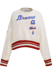 Pro Standard Atlanta Braves Womens White Retro Classic Crew Sweatshirt
