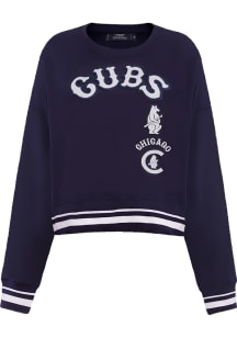 Pro Standard Chicago Cubs Womens Navy Blue Retro Classic Crew Sweatshirt
