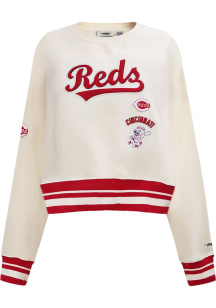 Pro Standard Cincinnati Reds Womens White Retro Classic Crew Sweatshirt