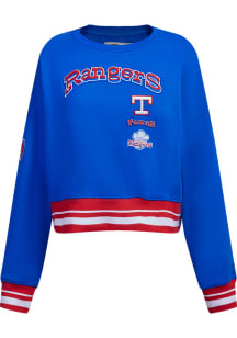 Pro Standard Texas Rangers Womens Blue Retro Classic Crew Sweatshirt