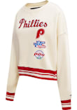 Pro Standard Philadelphia Phillies Womens White Retro Classic Crew Sweatshirt