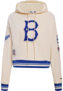 Pro Standard Brooklyn Dodgers Womens White Retro Classic Cropped Hooded Sweatshirt