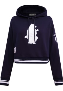 Pro Standard Chicago Cubs Womens Navy Blue Retro Classic Cropped Hooded Sweatshirt