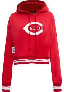 Pro Standard Cincinnati Reds Womens Red Retro Classic Cropped Hooded Sweatshirt