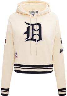 Pro Standard Detroit Tigers Womens White Retro Classic Cropped Hooded Sweatshirt