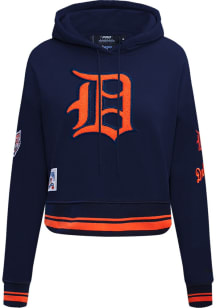 Pro Standard Detroit Tigers Womens Navy Blue Retro Classic Cropped Hooded Sweatshirt