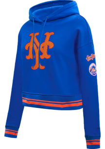 Pro Standard New York Mets Womens Blue Retro Classic Cropped Hooded Sweatshirt