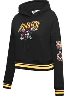 Pro Standard Pittsburgh Pirates Womens Black Retro Classic Cropped Hooded Sweatshirt