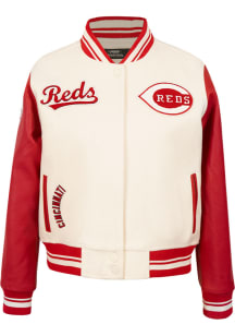 Pro Standard Cincinnati Reds Womens White Retro Wool Varsity Heavy Weight Jacket