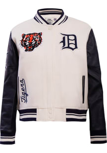Pro Standard Detroit Tigers Womens White Retro Wool Varsity Heavy Weight Jacket