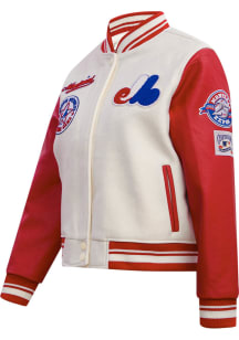 Pro Standard Montreal Expos Womens White Retro Wool Varsity Heavy Weight Jacket