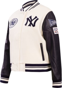 Pro Standard New York Yankees Womens White Retro Wool Varsity Heavy Weight Jacket