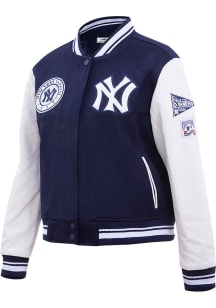 Pro Standard New York Yankees Womens Navy Blue Retro Wool Varsity Heavy Weight Jacket