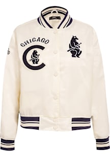 Pro Standard Chicago Cubs Womens White Retro Classic Satin Light Weight Jacket