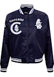 Pro Standard Chicago Cubs Womens Navy Blue Retro Classic Satin Light Weight Jacket