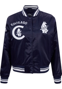 Pro Standard Chicago Cubs Womens Navy Blue Retro Classic Satin Light Weight Jacket