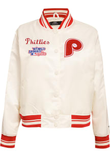 Pro Standard Philadelphia Phillies Womens White Retro Classic Satin Light Weight Jacket