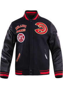 Pro Standard Atlanta Hawks Mens Black Retro Wool Varsity Heavyweight Jacket