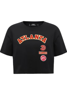 Pro Standard Atlanta Hawks Womens Black Retro Boxy Short Sleeve T-Shirt