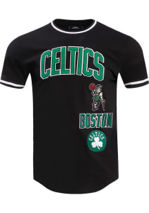 Pro Standard Boston Celtics Black Retro Chenille Striped Short Sleeve Fashion T Shirt