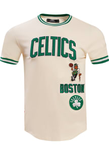 Pro Standard Boston Celtics White Retro Chenille Striped Short Sleeve Fashion T Shirt