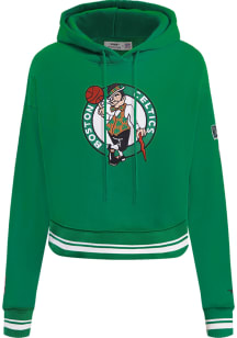 Pro Standard Boston Celtics Womens Kelly Green Retro Classic Cropped Hooded Sweatshirt