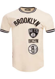 Pro Standard Brooklyn Nets White Retro Chenille Short Sleeve Fashion T Shirt