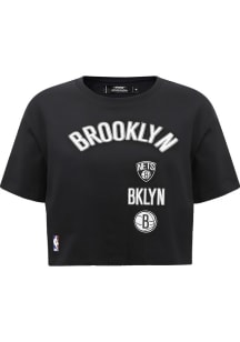 Pro Standard Brooklyn Nets Womens Black Retro Boxy Short Sleeve T-Shirt