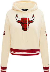 Pro Standard Chicago Bulls Womens White Retro Classic Cropped Hooded Sweatshirt